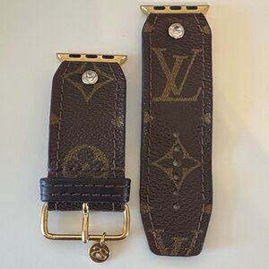 Designer Brown Monogram Leather Apple Watch Band